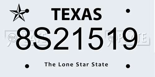 8S21519 Texas License Plate