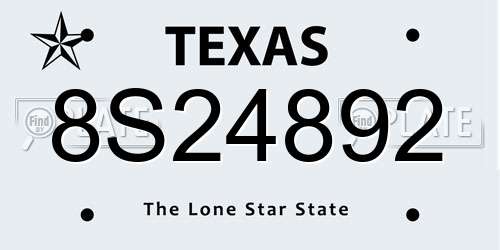 8S24892 Texas License Plate