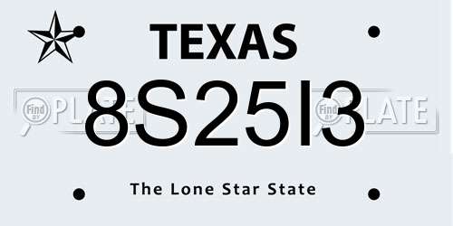 8S25I3 Texas License Plate