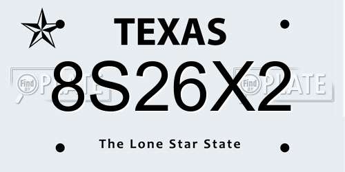 8S26X2 Texas License Plate