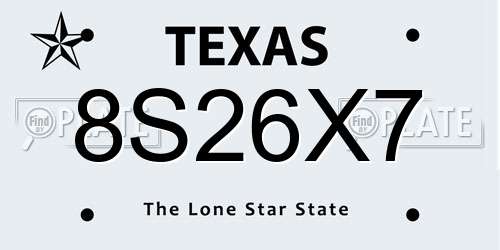 8S26X7 Texas License Plate