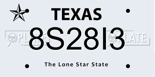 8S28I3 Texas License Plate