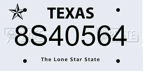 8S40564 Texas License Plate