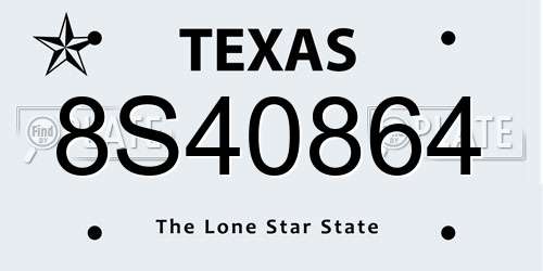 8S40864 Texas License Plate