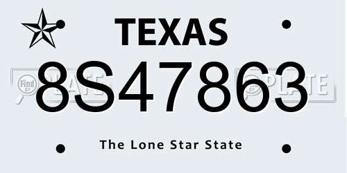 8S47863 Texas License Plate