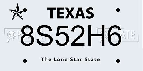 8S52H6 Texas License Plate