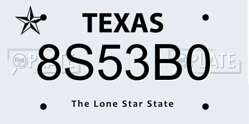 8S53B0 Texas License Plate
