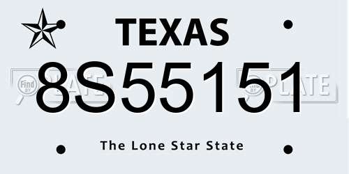 8S55151 Texas License Plate