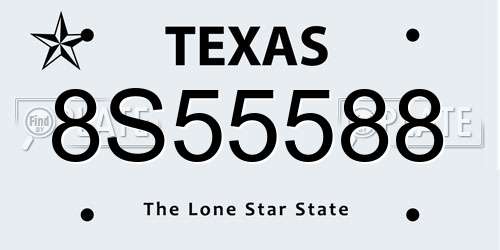 8S55588 Texas License Plate