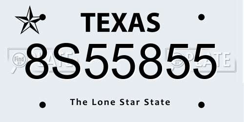 8S55855 Texas License Plate