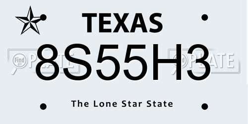 8S55H3 Texas License Plate