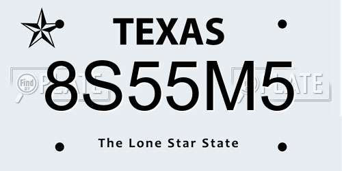 8S55M5 Texas License Plate