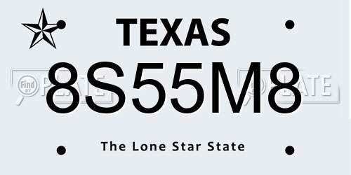 8S55M8 Texas License Plate