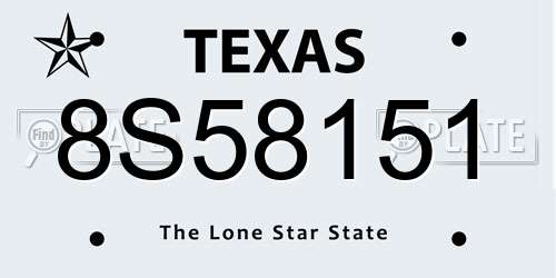 8S58151 Texas License Plate