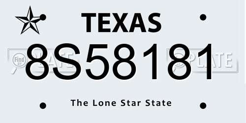 8S58181 Texas License Plate