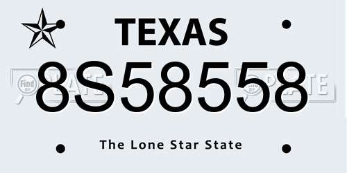 8S58558 Texas License Plate