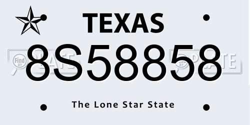 8S58858 Texas License Plate