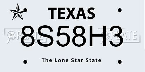 8S58H3 Texas License Plate