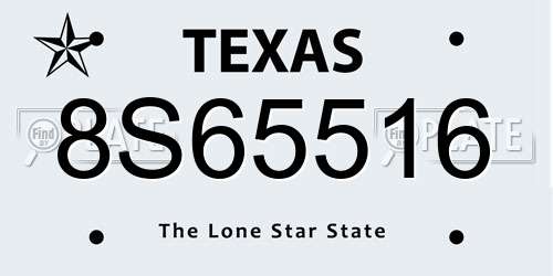 8S65516 Texas License Plate