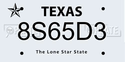8S65D3 Texas License Plate