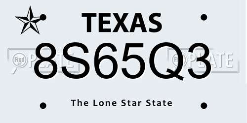 8S65Q3 Texas License Plate