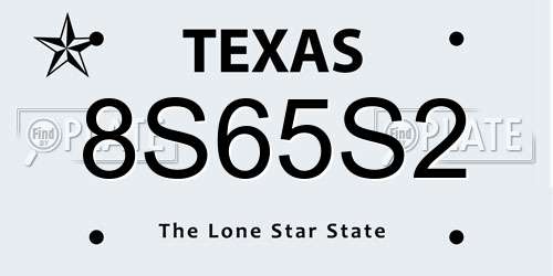 8S65S2 Texas License Plate