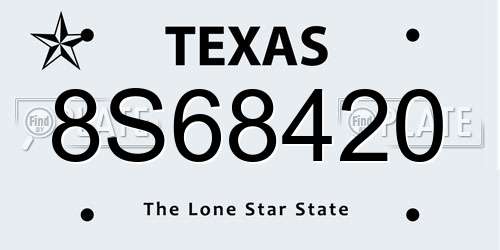 8S68420 Texas License Plate