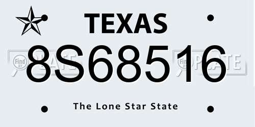 8S68516 Texas License Plate