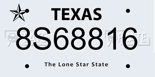 8S68816 Texas License Plate