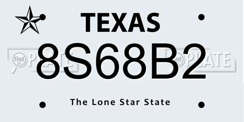 8S68B2 Texas License Plate