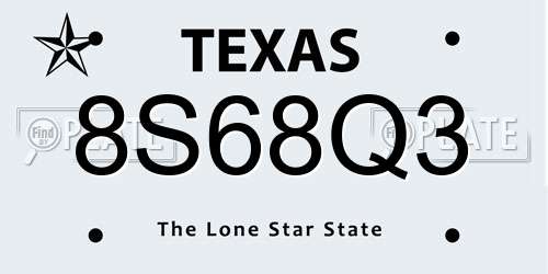 8S68Q3 Texas License Plate