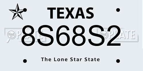 8S68S2 Texas License Plate