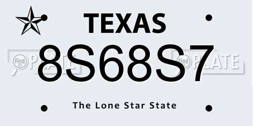 8S68S7 Texas License Plate