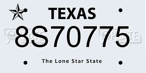 8S70775 Texas License Plate