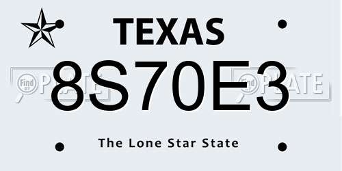 8S70E3 Texas License Plate