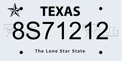8S71212 Texas License Plate