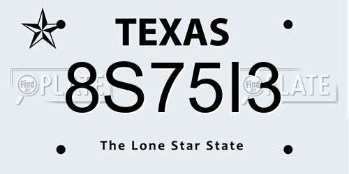 8S75I3 Texas License Plate
