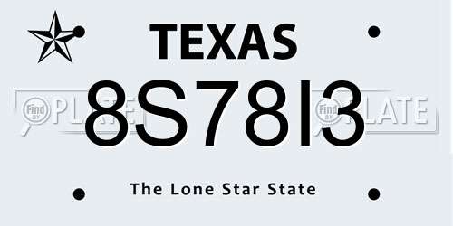 8S78I3 Texas License Plate