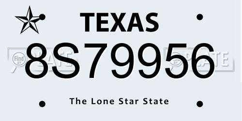 8S79956 Texas License Plate