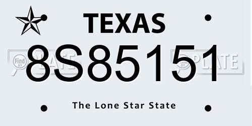 8S85151 Texas License Plate
