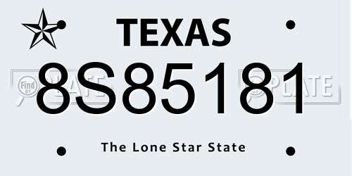 8S85181 Texas License Plate