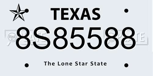 8S85588 Texas License Plate