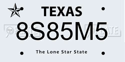 8S85M5 Texas License Plate