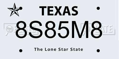 8S85M8 Texas License Plate