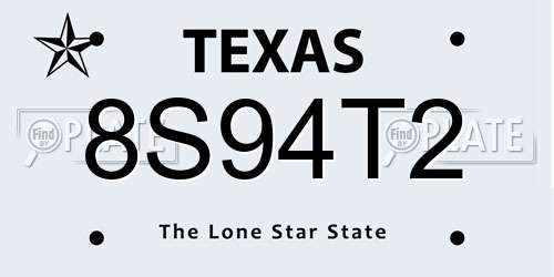8S94T2 Texas License Plate