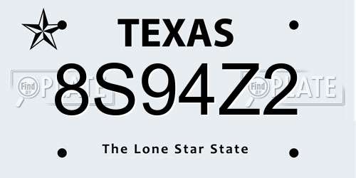 8S94Z2 Texas License Plate