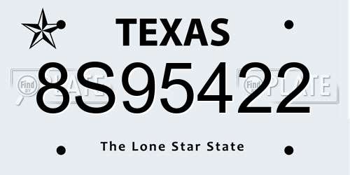 8S95422 Texas License Plate