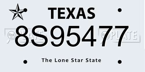 8S95477 Texas License Plate