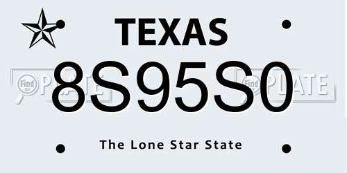 8S95S0 Texas License Plate