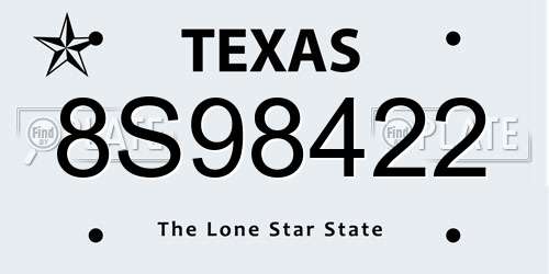 8S98422 Texas License Plate